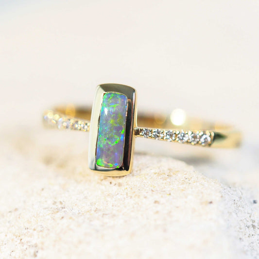 'Ryla' Semi-Black Opal Ring 14ct Gold