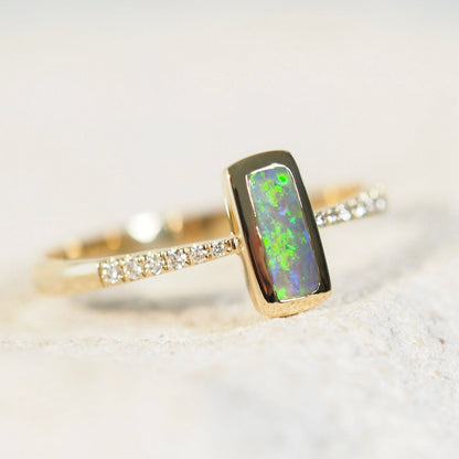 'Ryla' Semi-Black Opal Ring 14ct Gold