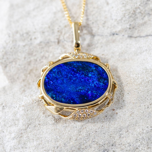 'Selena' Opal Pendant 14ct Gold Doublet