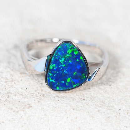 'Serena' Doublet Opal Ring 14ct White Gold
