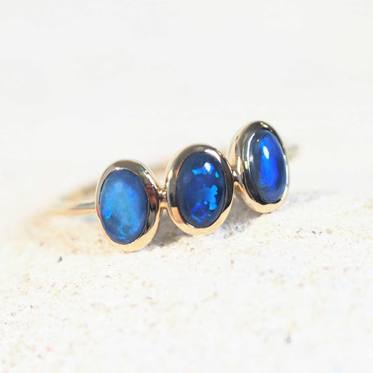 'Sherah' Black Opal Ring 14ct Gold