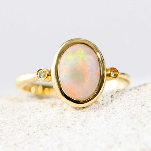 'Sigrid' White Opal Ring 18ct Gold