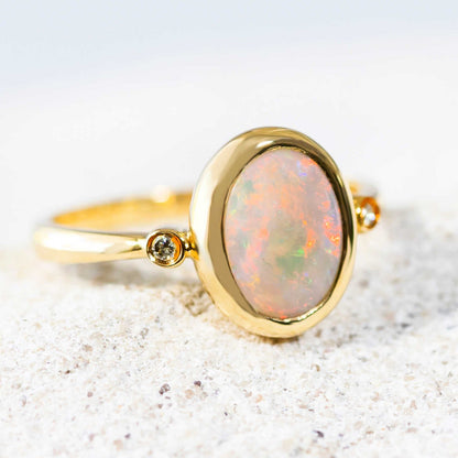 'Sigrid' White Opal Ring 18ct Gold