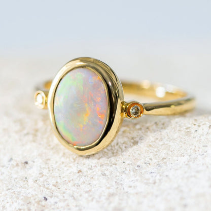 'Sigrid' White Opal Ring 18ct Gold