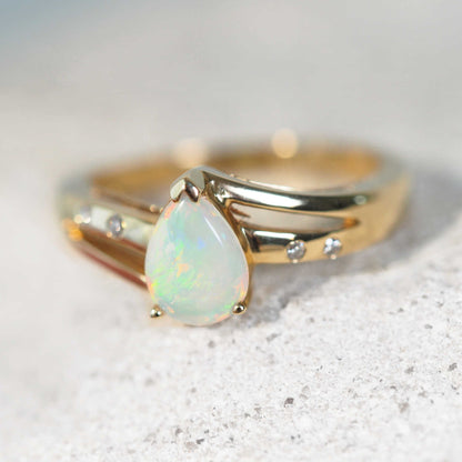 'Sophia' Crystal Opal Ring 14ct Gold