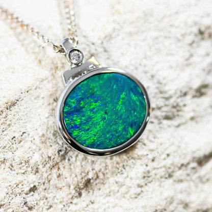 'Spring Garden' Doublet Opal Pendant 14ct White Gold