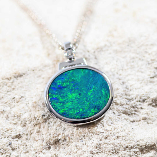 'Spring Garden' Doublet Opal Pendant 14ct White Gold