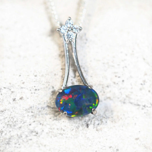 'Star Flower' Triplet Opal Pendant Silver