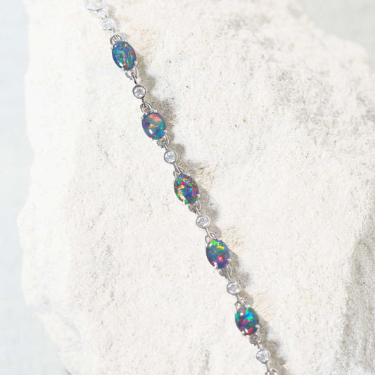 'Starlight' Triplet Opal Bracelet Silver