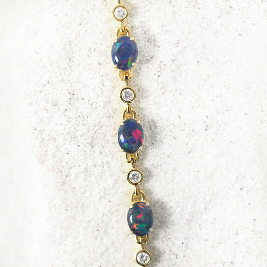 'Starlight Trio' Triplet Opal Bracelet Gold Plated Silver