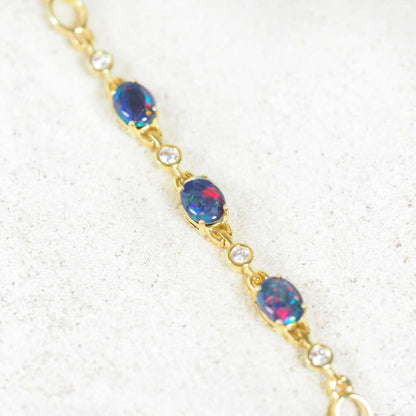 'Starlight Trio' Triplet Opal Bracelet Gold Plated Silver