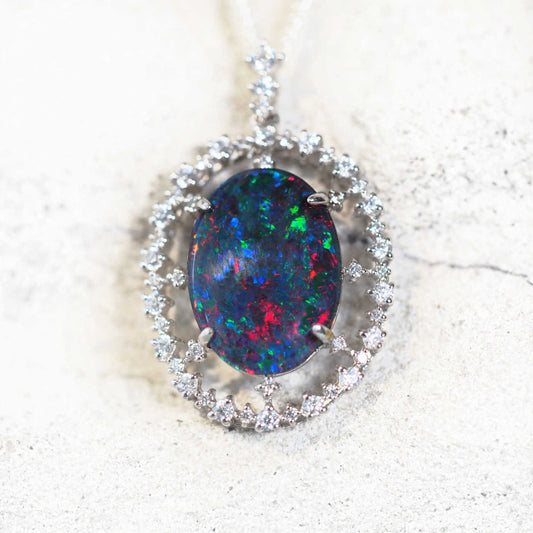 'Starlight' Triplet Opal Pendant Silver
