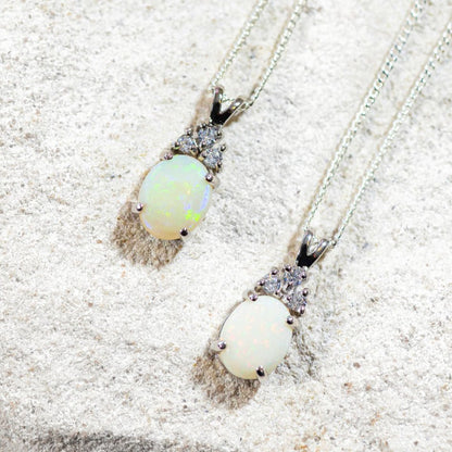 'Tiara Grande' White Opal Pendant Silver