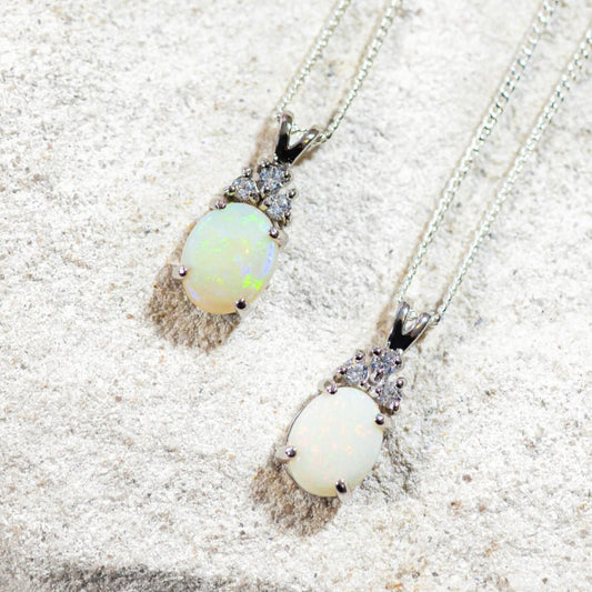 'Tiara Grande' White Opal Pendant Silver