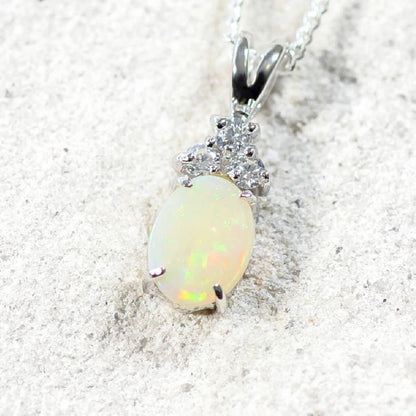 'Tiara' White Opal Pendant Silver
