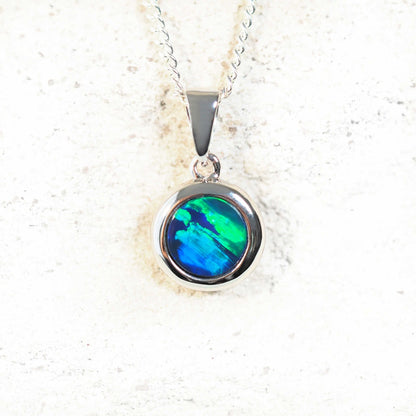 'Tori' Doublet Opal Pendant 14ct White Gold