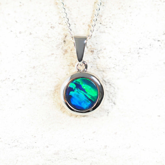 'Tori' Doublet Opal Pendant 14ct White Gold