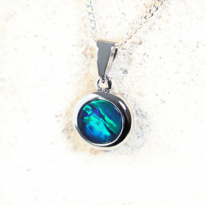 'Tori' Doublet Opal Pendant 14ct White Gold