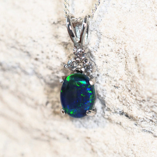 'Trinity Blue' Triplet Opal Pendant Silver