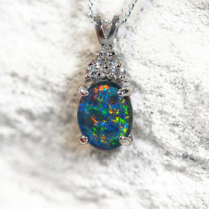 'Trinity Midi' Triplet Opal Pendant Silver