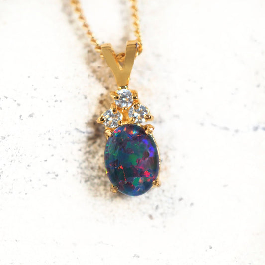 'Trinity' Triplet Opal Pendant Gold Plated Silver