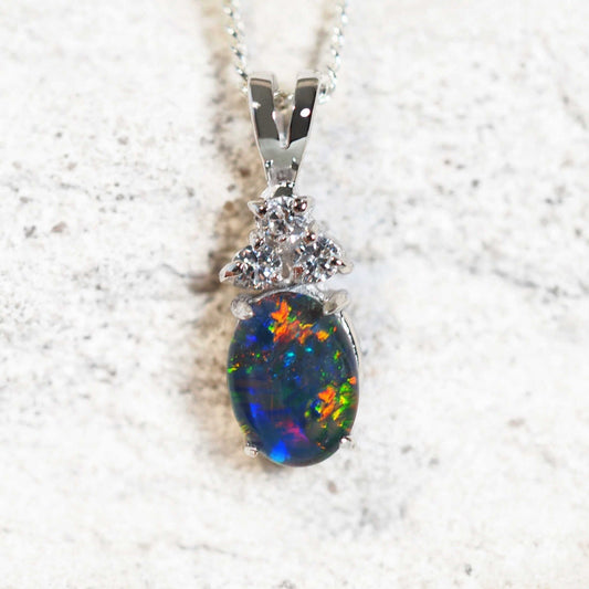 'Trinity' Triplet Opal Pendant Silver