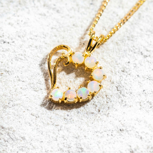 'Valentine' Crystal Opal Pendant Gold Plated Silver