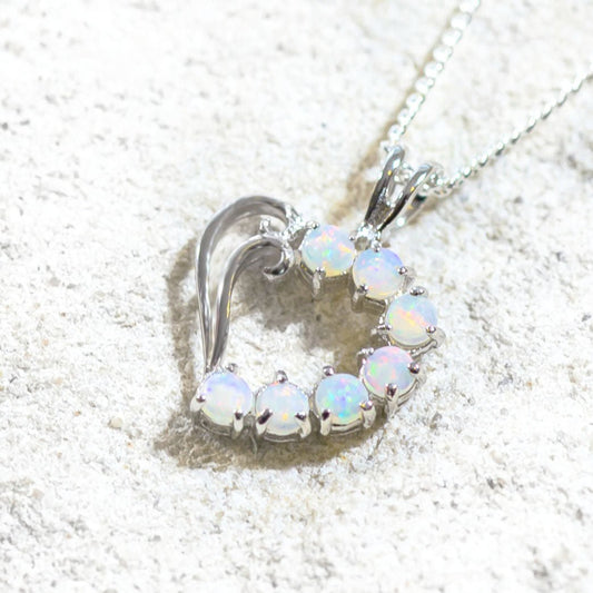 'Valentine' Crystal Opal Pendant Silver